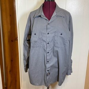 Dickies long sleeve grey pinstripe 2XL men’s dress shirt chest pockets